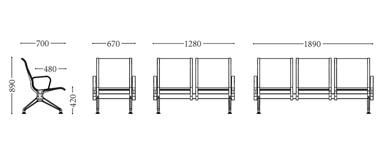 鋁合金機場(chǎng)椅/等候椅/排椅-SJ9101(圖2) undefined